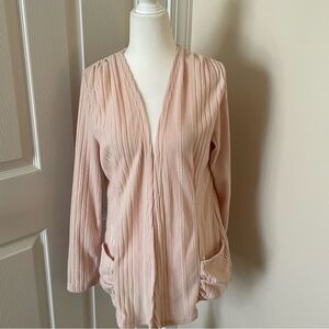 NWT SHEIN Lune BlushOpen Ribbed Cardigan w/Ruched Front Pockets Women’s Sz XL